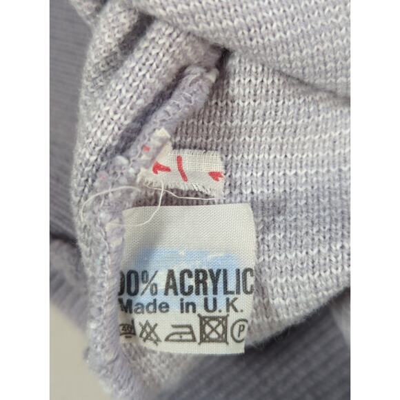 VTG Canda Made in UK Gray Stripe Knit Sweater Crewneck 100% Acrylic Men's 38 - Picture 10 of 12